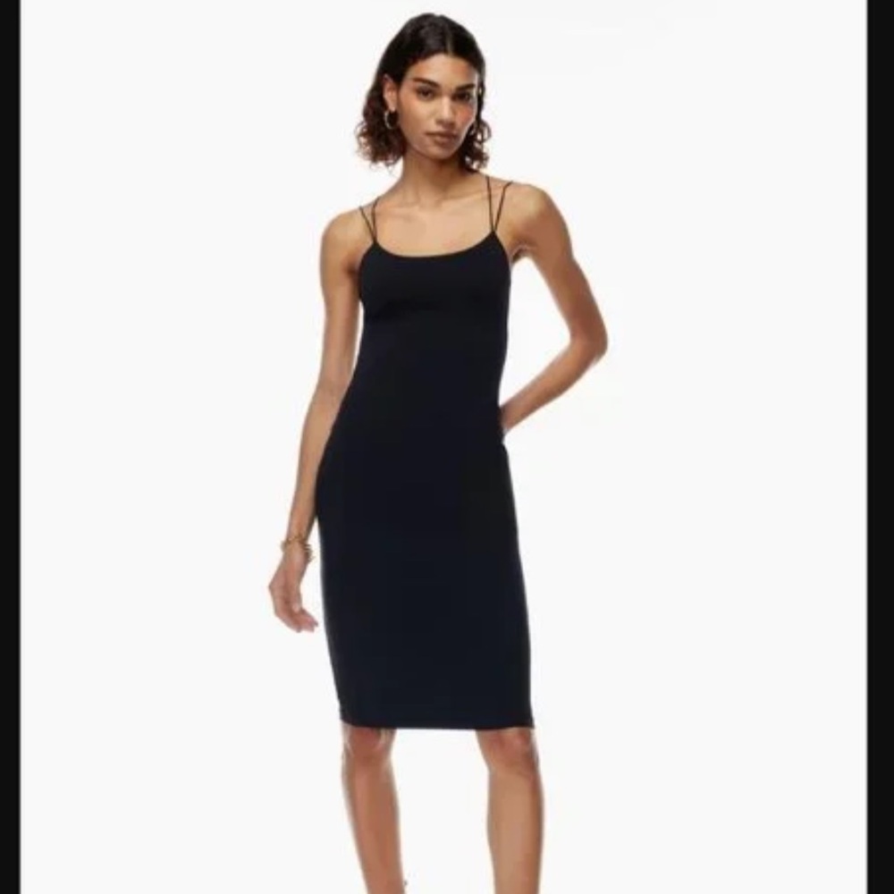 Babaton Aritzia Contour Scoopback Midi Dress in Black Strappy
